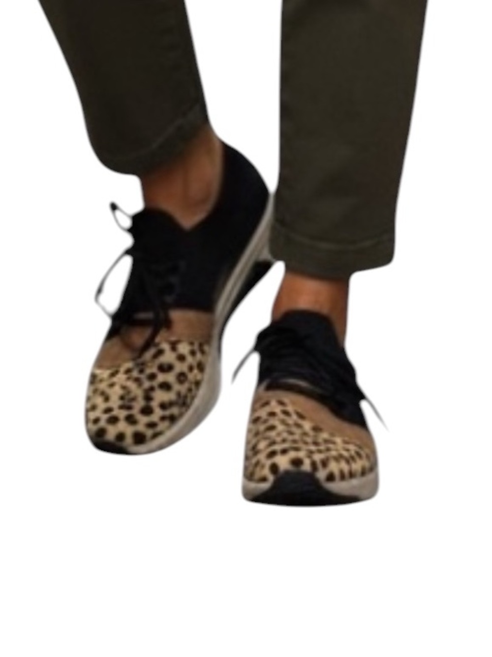 MARK NASON St Marie Black Tan Leopard Shimmer Print Slip-On Sweater Sneakers 8